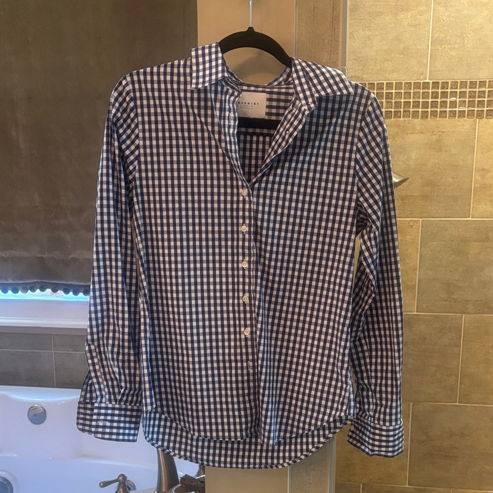 The Shirt by Rochelle Behrens Blue and White Gingham Button-Down